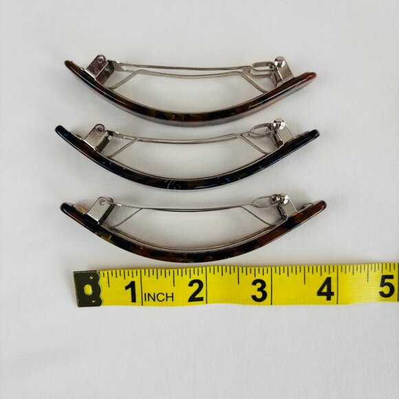 3 Tortoise Shell Color Barrettes Made in France Hair Clasp main image 6